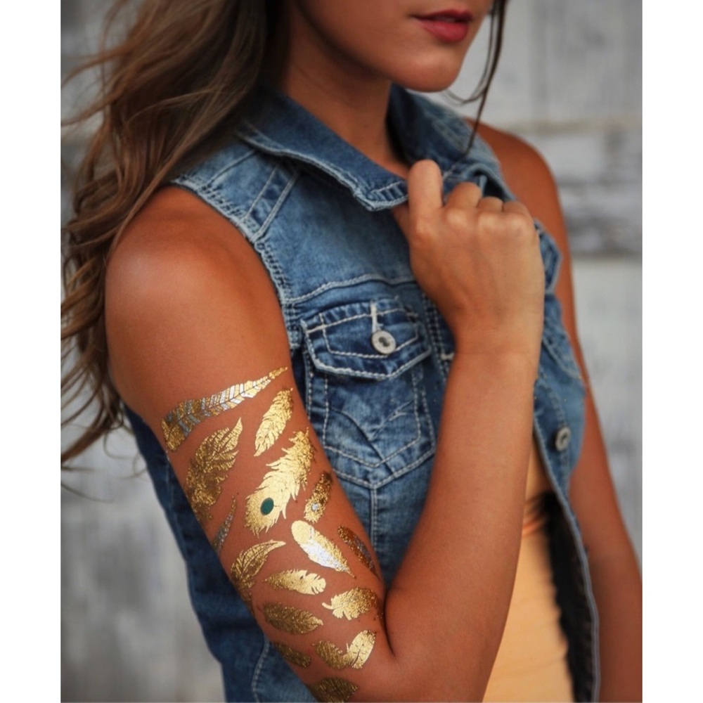 4 Sheets Boho Festival Temporary Metallic Flash Tattoos - Picture 3 of 13